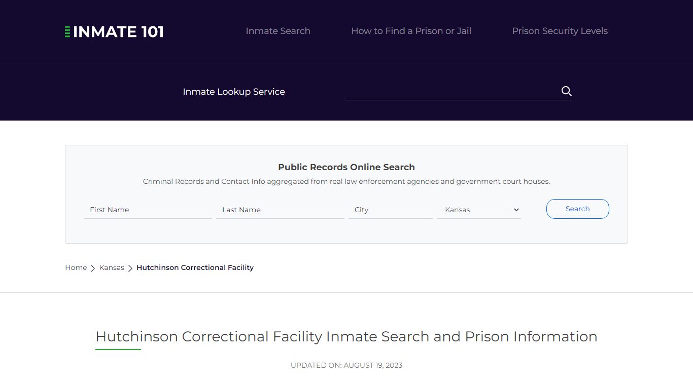 Hutchinson Correctional Facility Inmate Search, Visitation, Phone no ...
